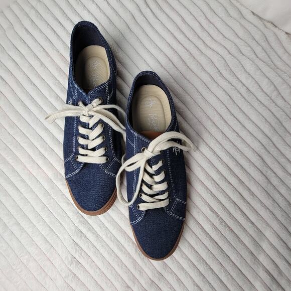 Penguin Men’s Size 9 Denim Lace-Up Sneakers | Casual Retro Street Style - Picture 1 of 11